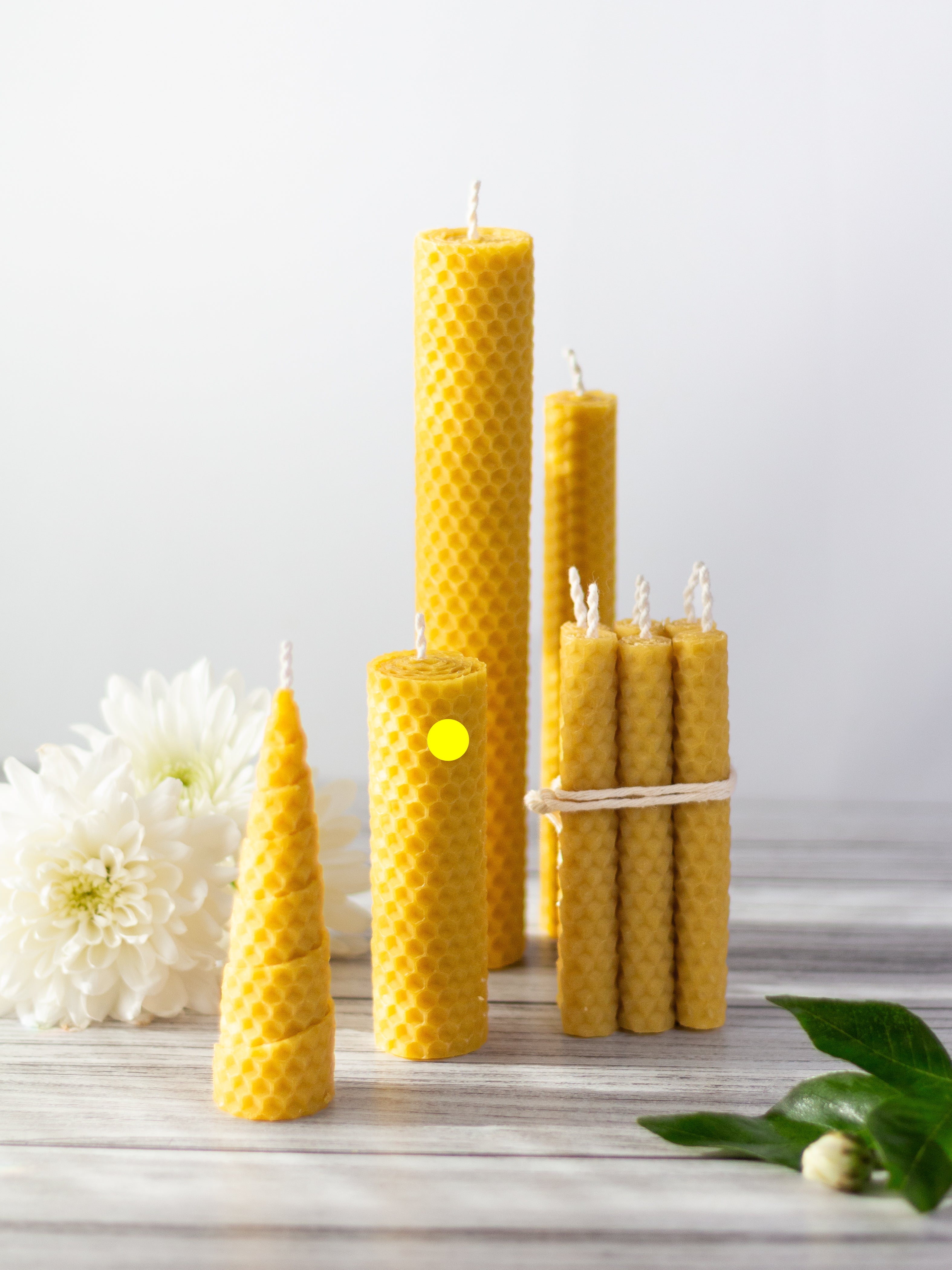 Vela de Miel · (Pack 10 unidades) 10 cm x 2 cm diámetro.