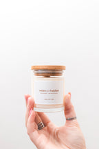 Velas de soja aromática  Línea Clàsica , con tapa de bambú Mod.  85 grs.