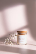 Velas de soja aromática  Línea Clàsica , con tapa de bambú Mod.  85 grs.
